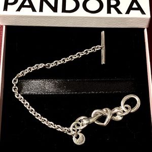Authentic Pandora Knotted Heart T-Bar Bracelet-OBO